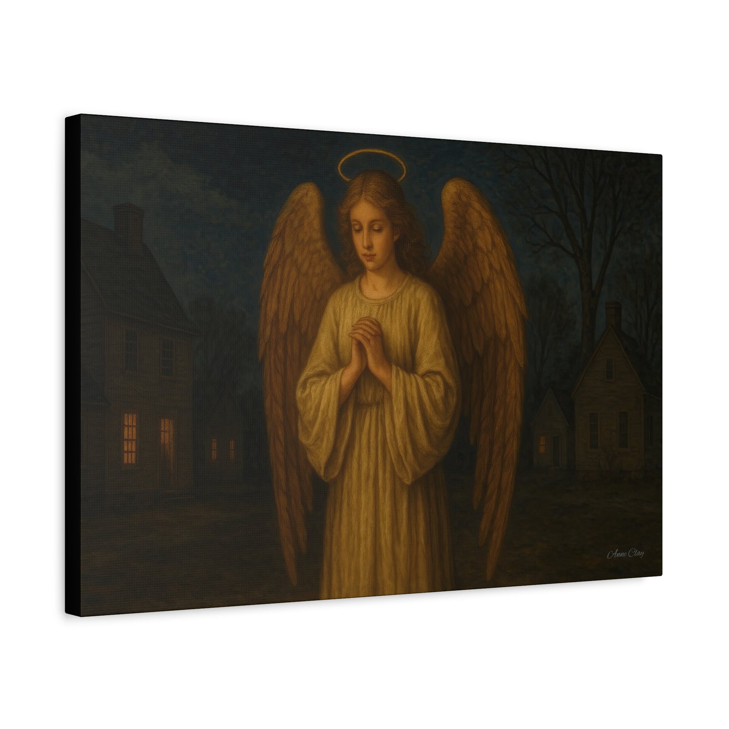 Angel Canvas Wall Art, Religious Home Decor, Spiritual Gift, Prayerful Angel Print, Serene Angel Artwork