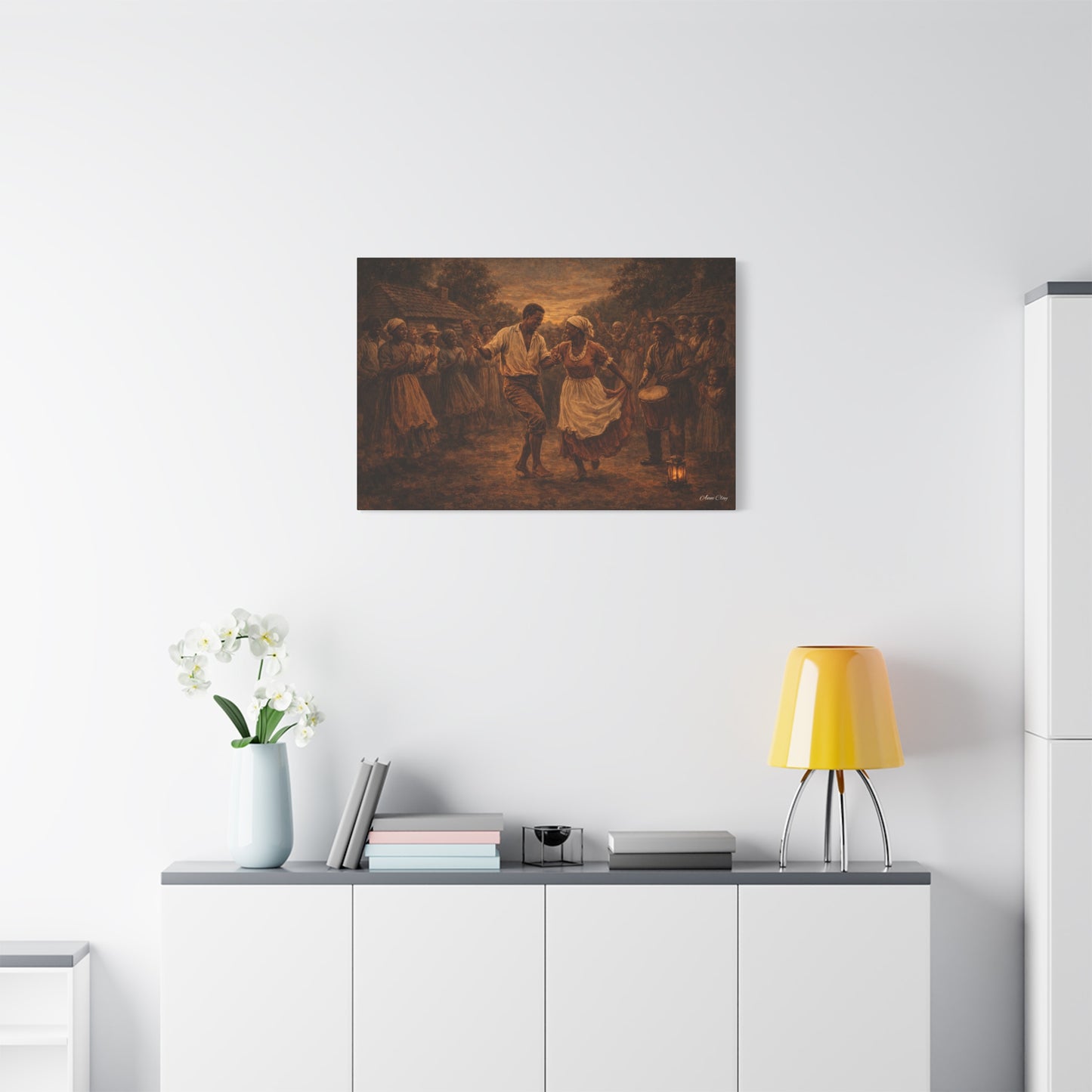 Matte Stretched Canvas Print - Vintage Folk Dance Scene (1.25" Depth)