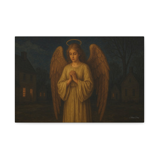 Angel Canvas Wall Art, Religious Home Decor, Spiritual Gift, Prayerful Angel Print, Serene Angel Artwork
