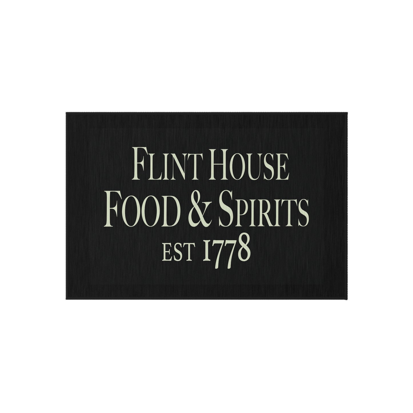 Elegant Outdoor Rug for Patios and Porches - 'Flint House Food & Spirits' Design