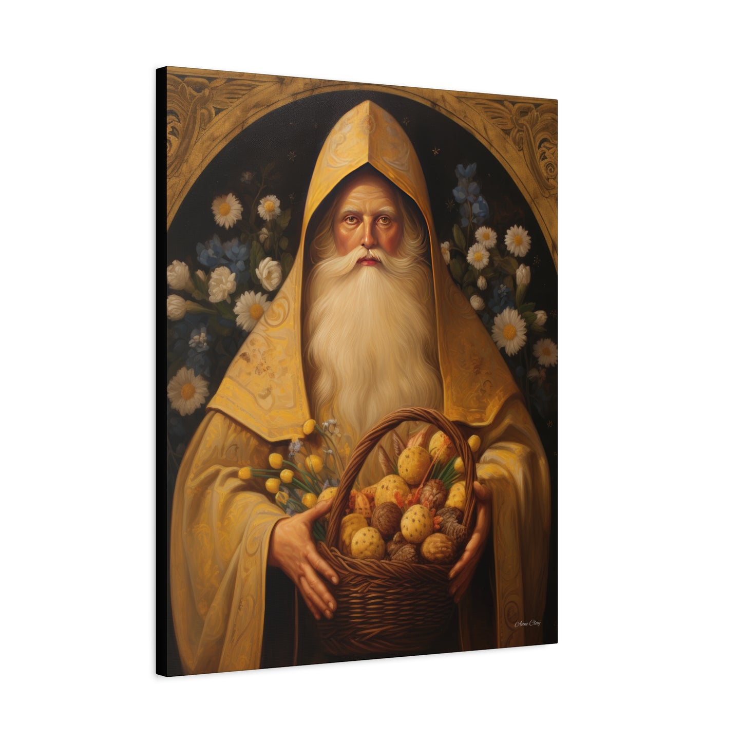 Easter Basket Santa Matte Canvas, Stretched, 1.25"