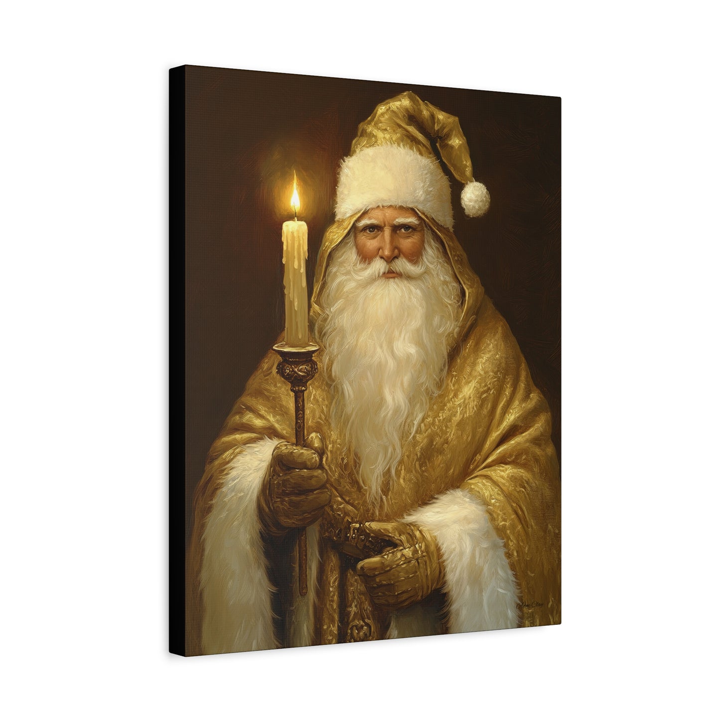 Golden Glow Santa Matte Canvas, Stretched, 1.25"