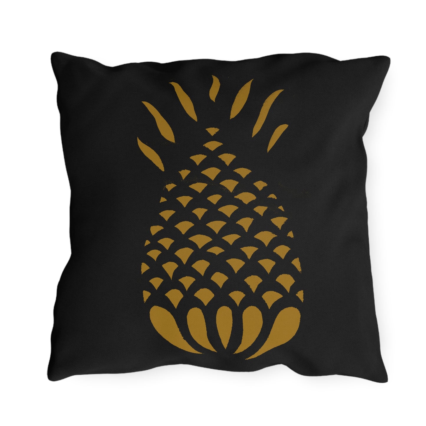 Mustard Pineapple on Black Outdoor Pillows