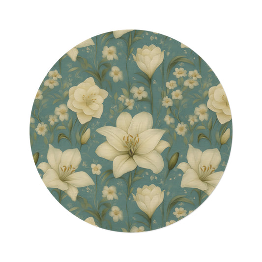 Vintage Floral Round Rug, Cozy Home Decor, Living Room Carpet, Bedroom Accent Piece, Boho Style Area Rug