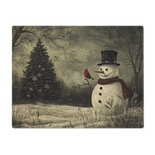 Winter Wonderland Placemat, Cozy Holiday Table Decor, Snowman Design Tablemat, Christmas Table Settings, Festive Dining Decor