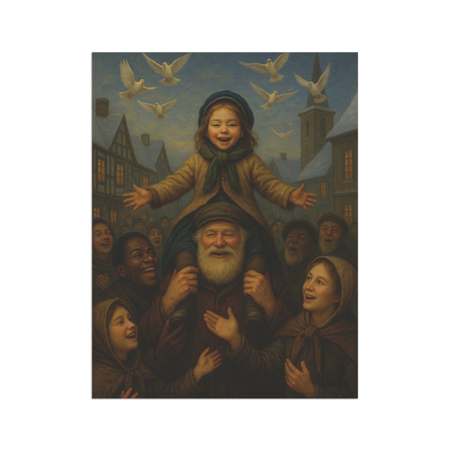 Whimsical Garden Banner with Family Scene