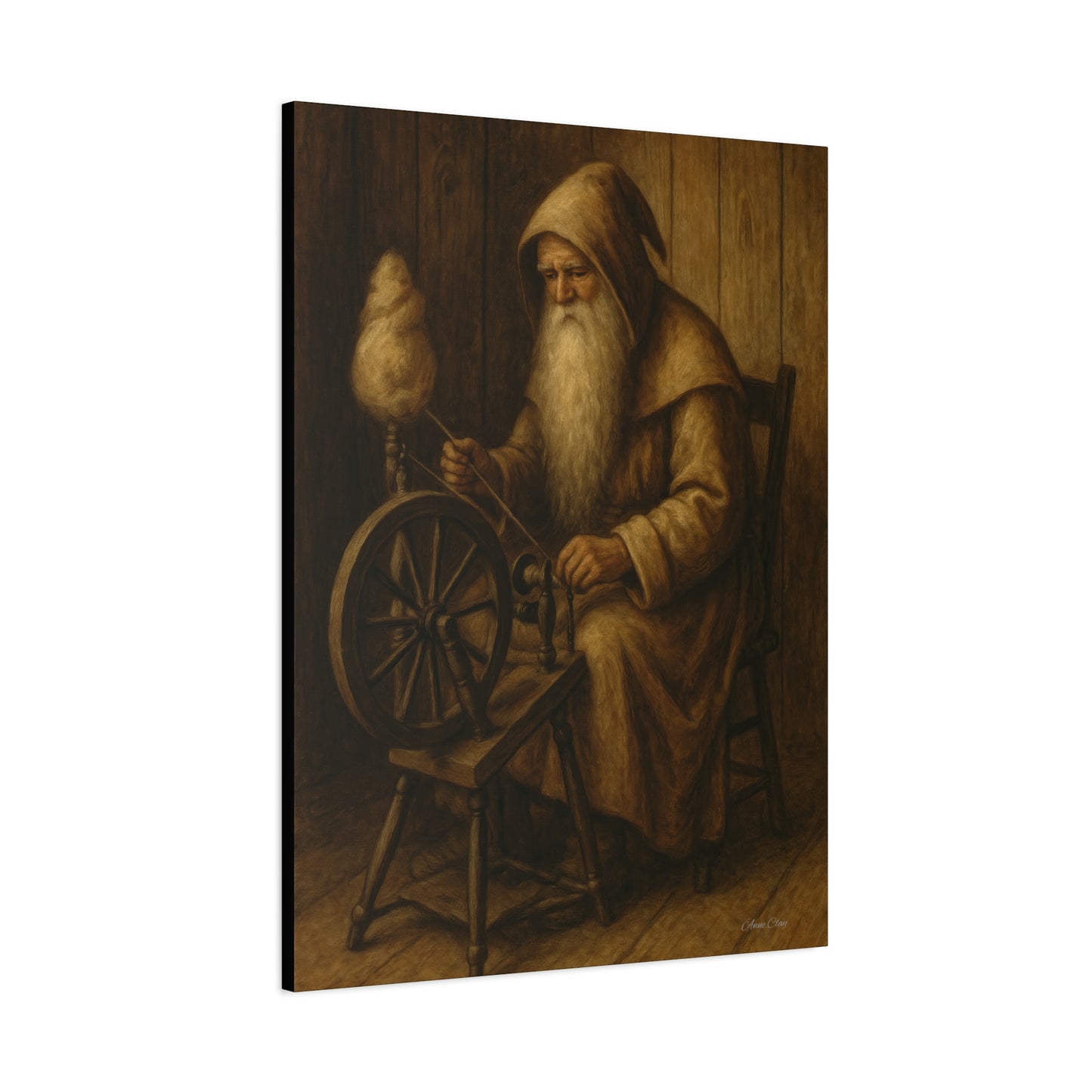 Artistic Wall Canvas: Spinning Yarn Scene