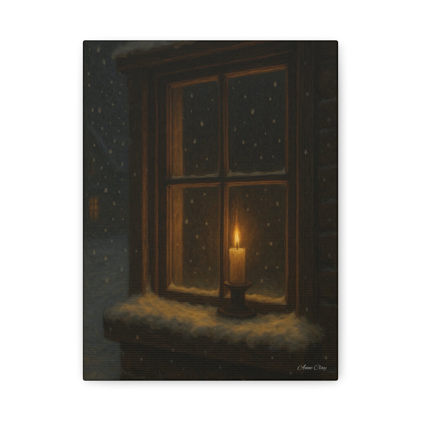 Light in the Darkness Candlelit Winter Scene Canvas Print Christmas, Holiday