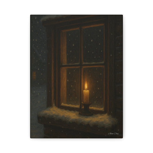 Light in the Darkness Candlelit Winter Scene Canvas Print Christmas, Holiday