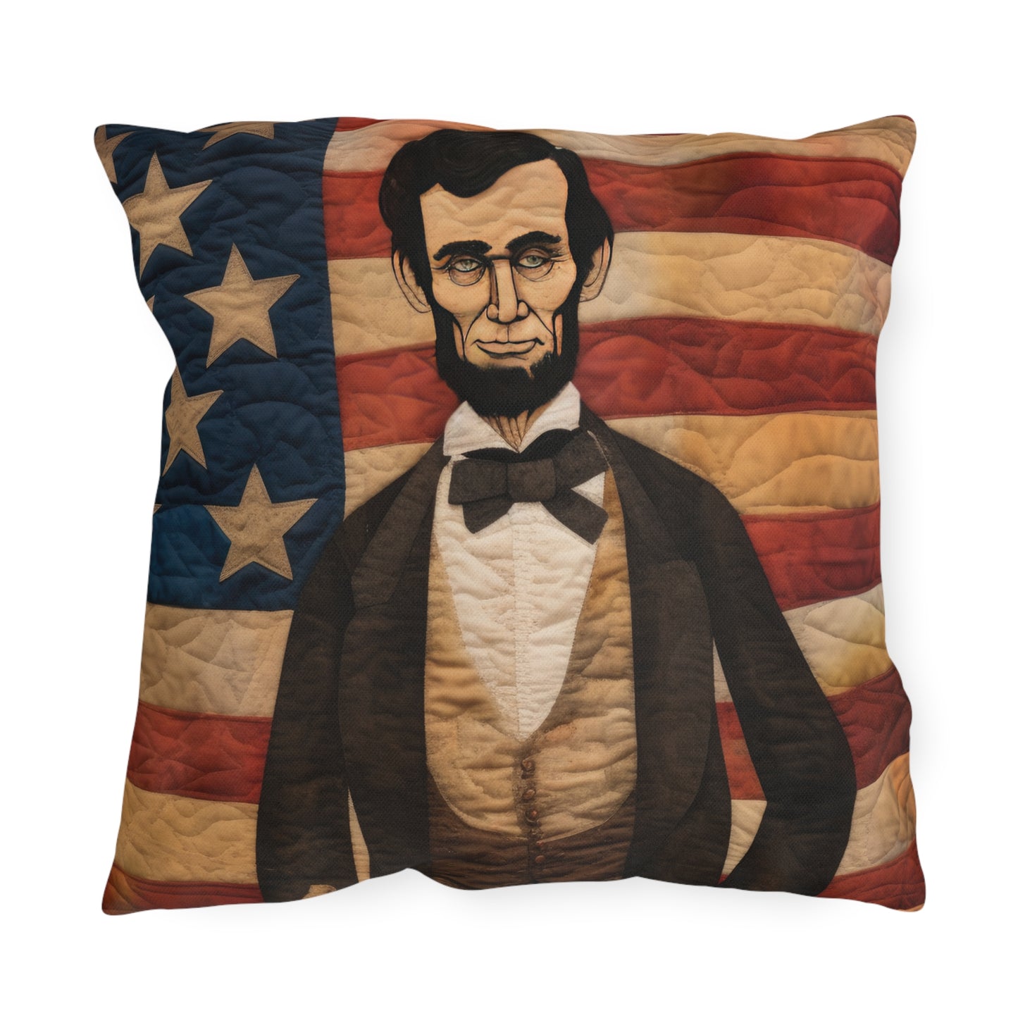 Stitched Abe Lincoln Outdoor Pillows