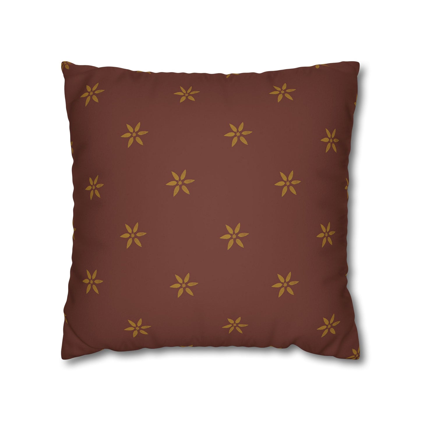 Fantasy Collection Red with Gold Stencil Faux Suede Square Pillowcase