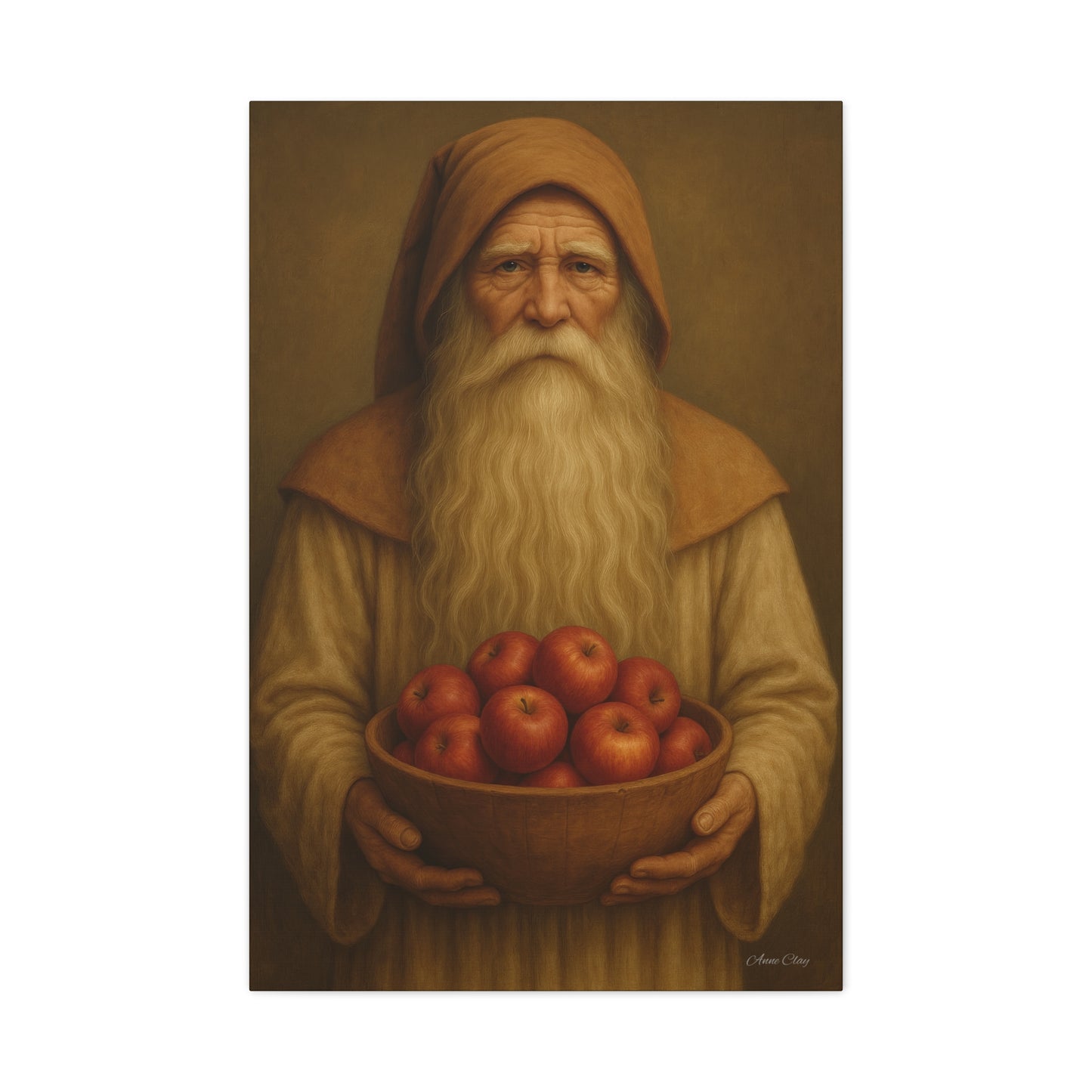 Rustic Canvas Wall Art - Wise Elder with Apples