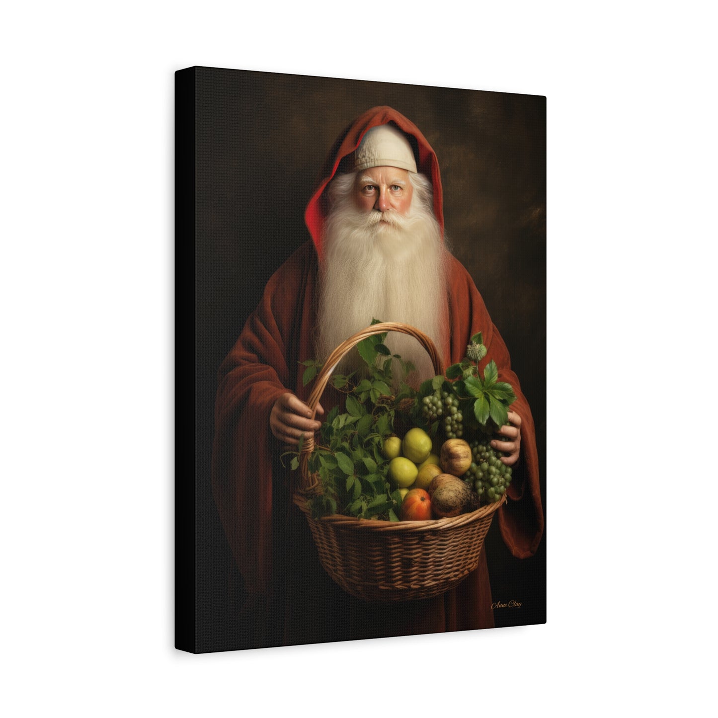 Fruit Basket Santa Matte Canvas, Stretched, 1.25"