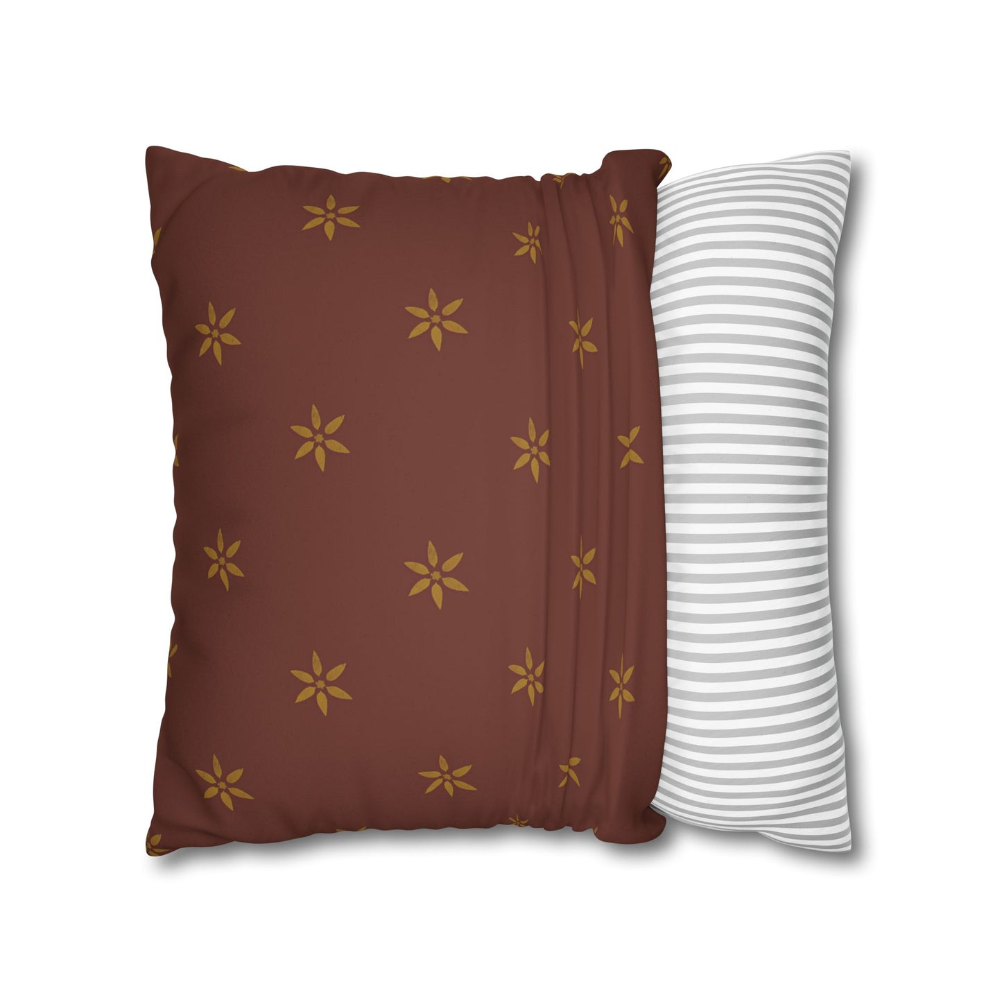 Fantasy Collection Red with Gold Stencil Faux Suede Square Pillowcase