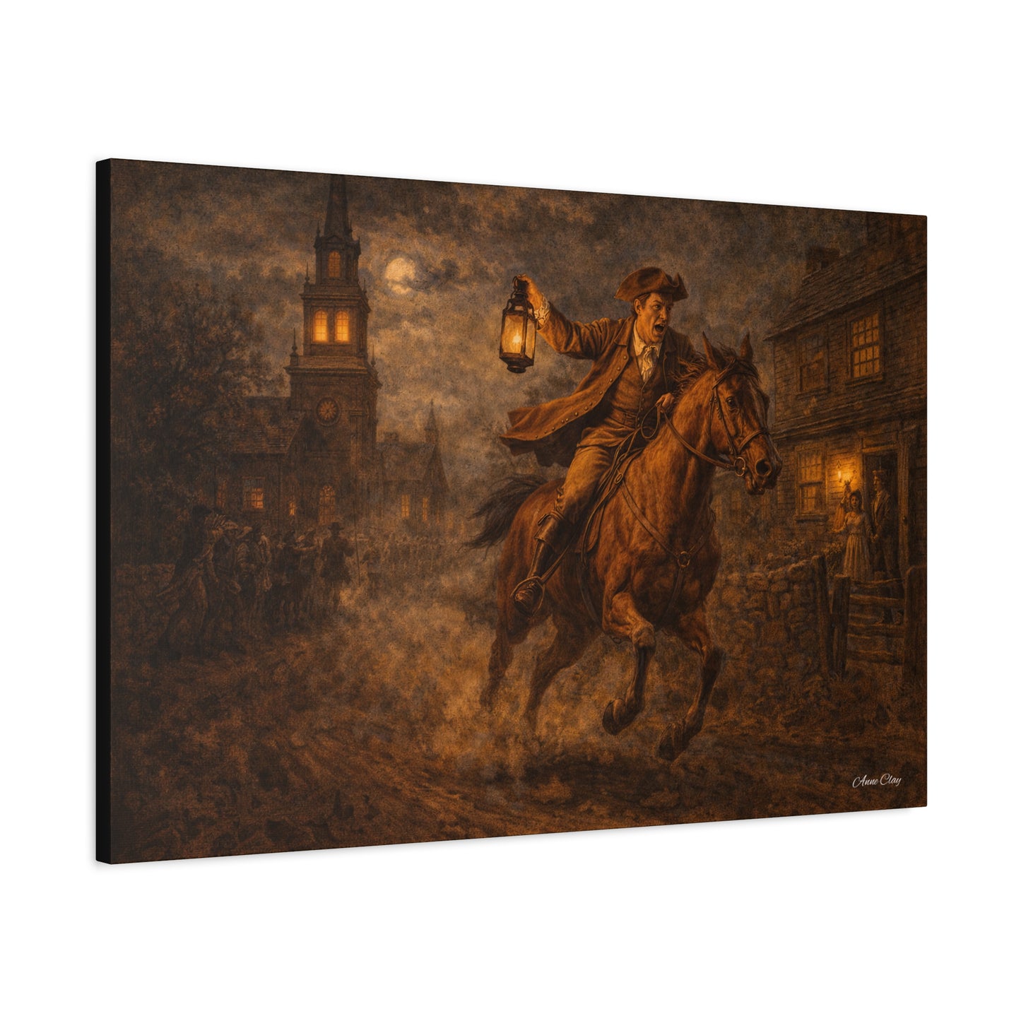 Liberty Rider Matte Canvas Wall Art — Midnight Lantern Horseman Print