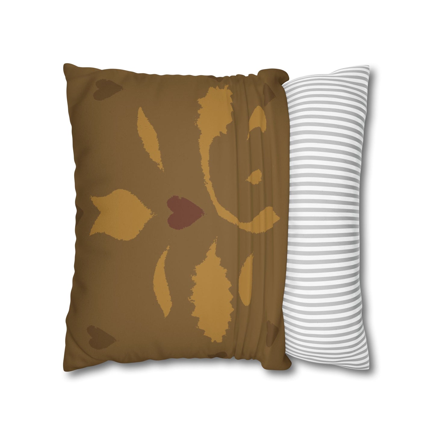 Leaves and Hearts Stencil Faux Suede Square Pillowcase
