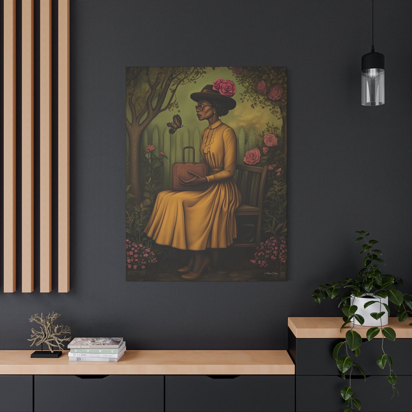 Elegant Canvas Wall Art, Vintage Woman Decor, Home Decoration, Gift for Mother’s Day, Floral Canvas Print, Art for Living Room