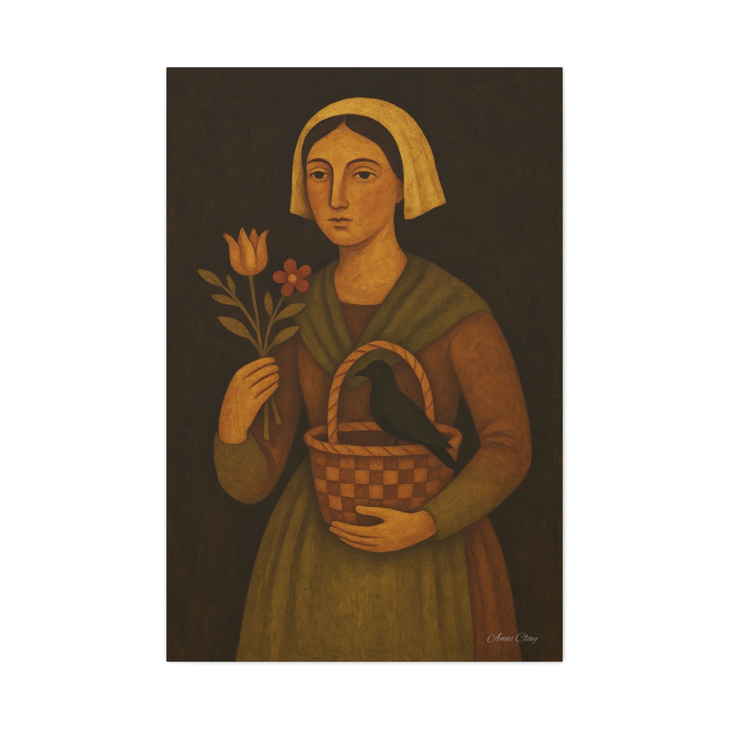 Vintage Woman with Flowers Canvas Art Print, Rustic Home Decor, Wall Art for Candlelit Rooms, Gift for Nature Lovers, Farmhouse Style, [...]