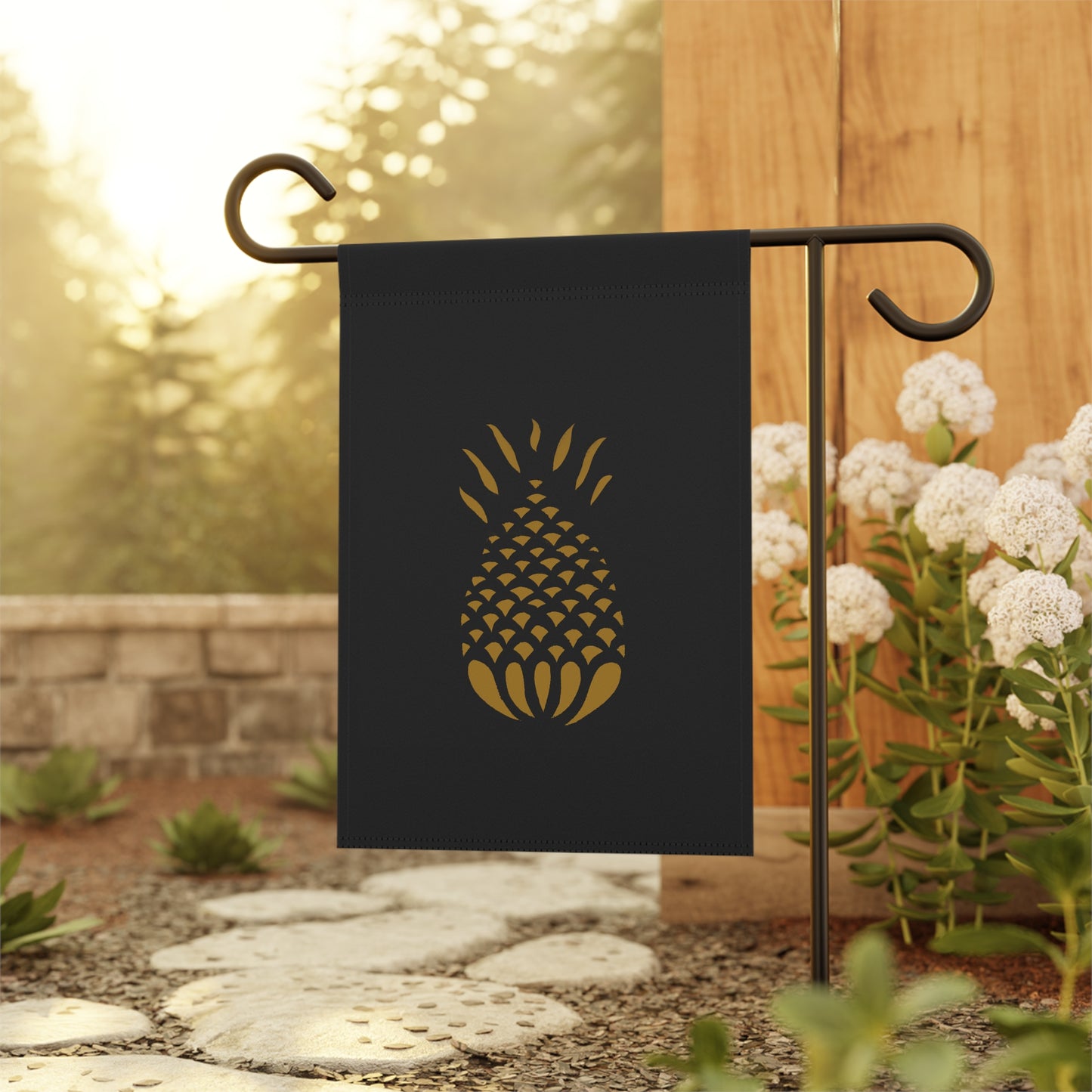 Mustard Pineapple on Black Garden & House Banner