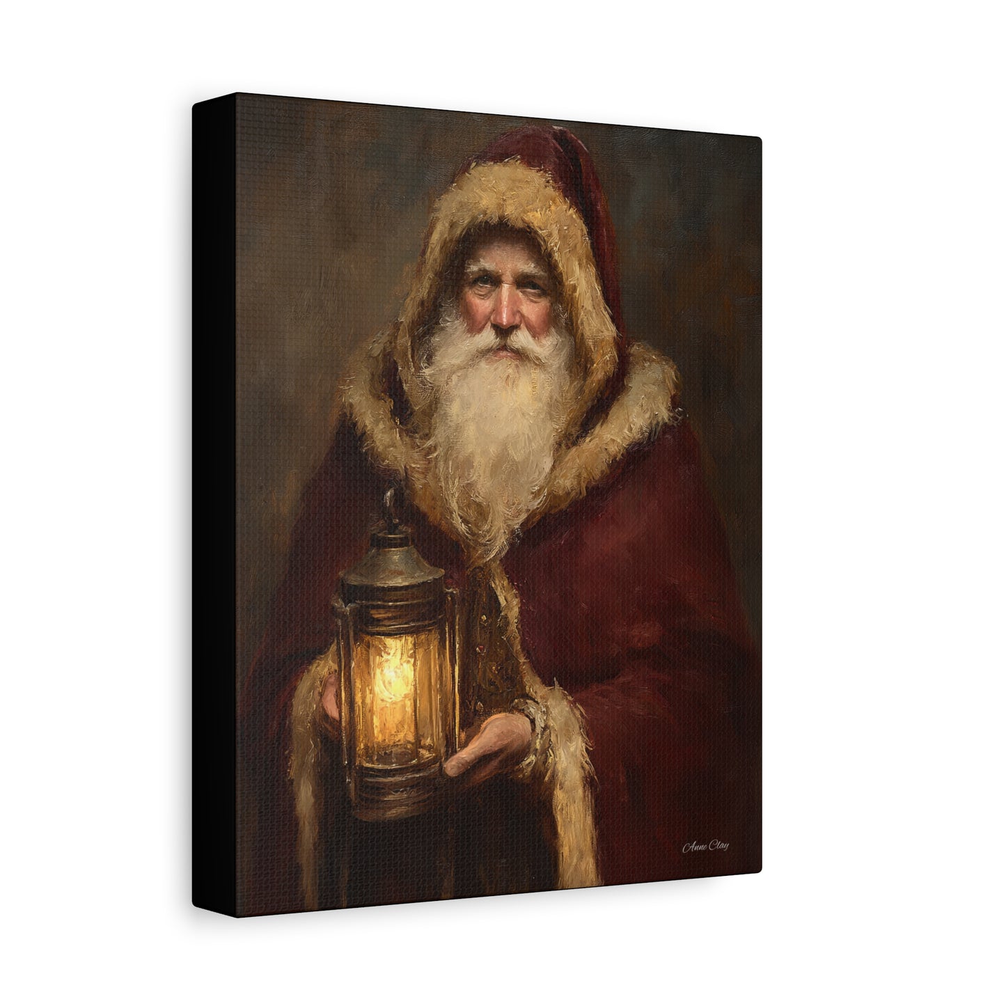 Firelight Santa Matte Canvas, Stretched, 1.25"