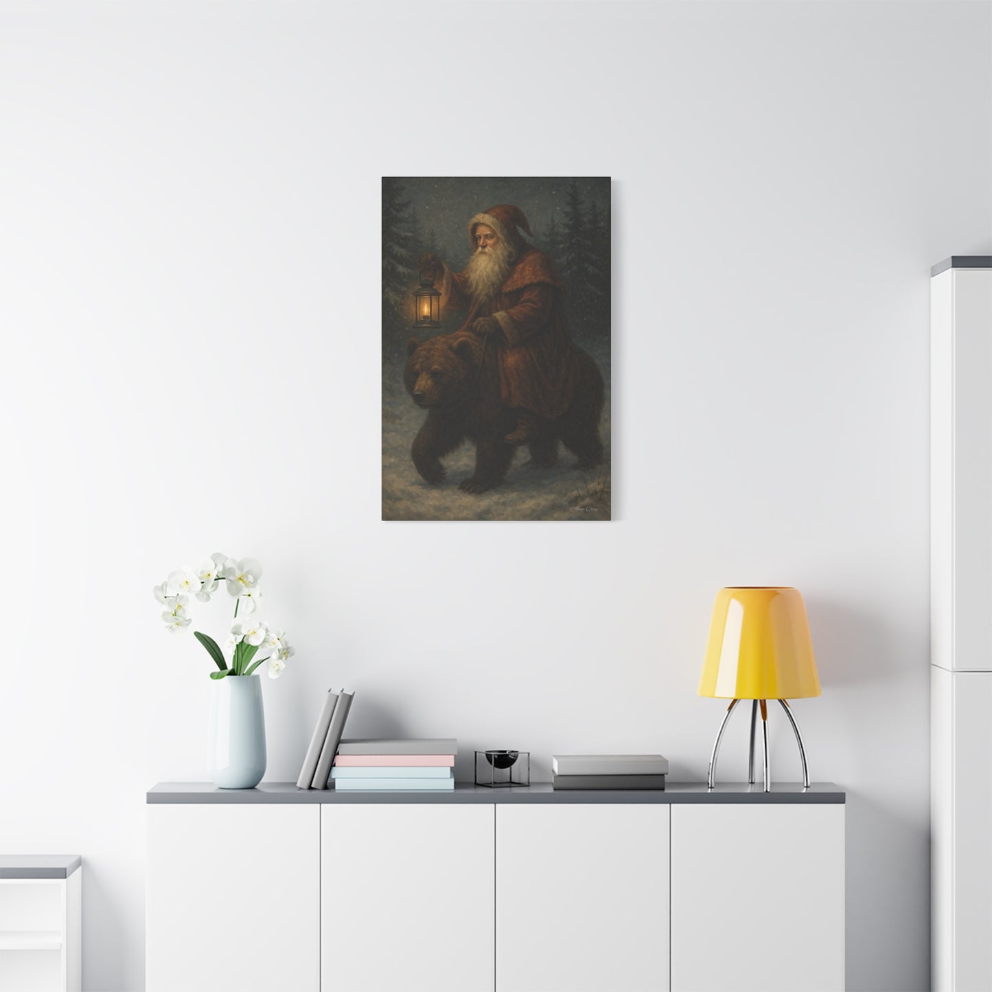 Vintage Santa Bear Canvas Wall Art
