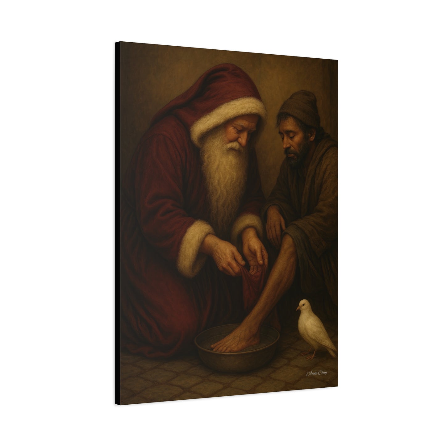Servant Santa, Christmas, Spirit of Christmas Inspirational Canvas Art: Compassionate Santa & Suffering Figure