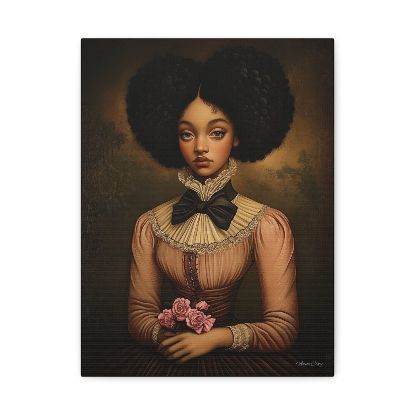 Beautiful Vintage Matte Canvas Wall Art, Floral Girl Portrait, Home Decor, Gift for Her, Living Room, Wedding Decor, Artwork