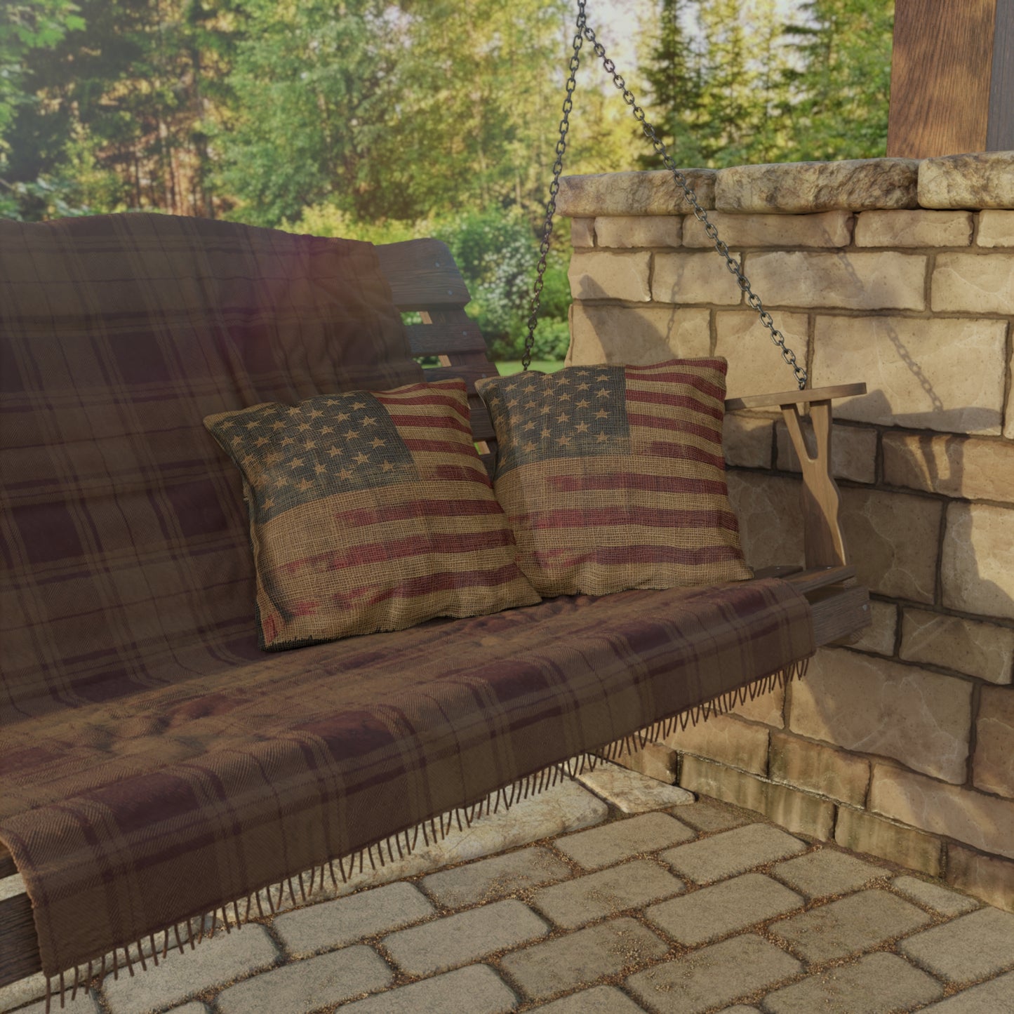 Flag Primitive Outdoor Pillows