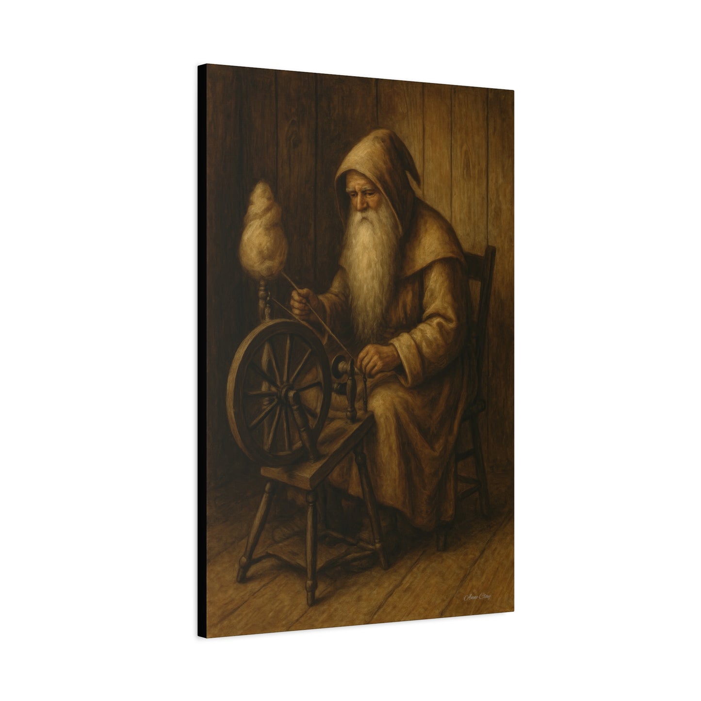 Artistic Wall Canvas: Spinning Yarn Scene