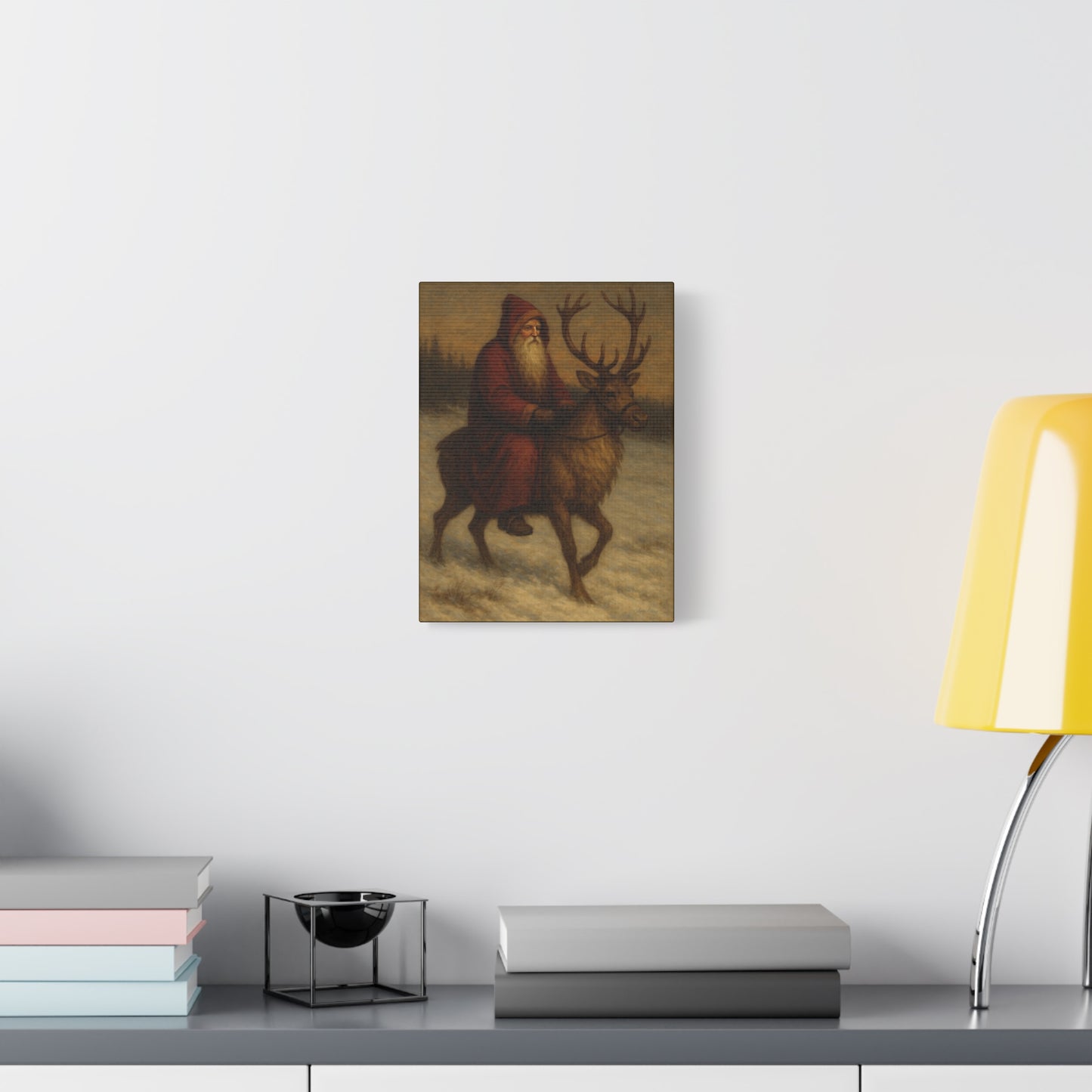 Santa Riding Reindeer Canvas Wall Art