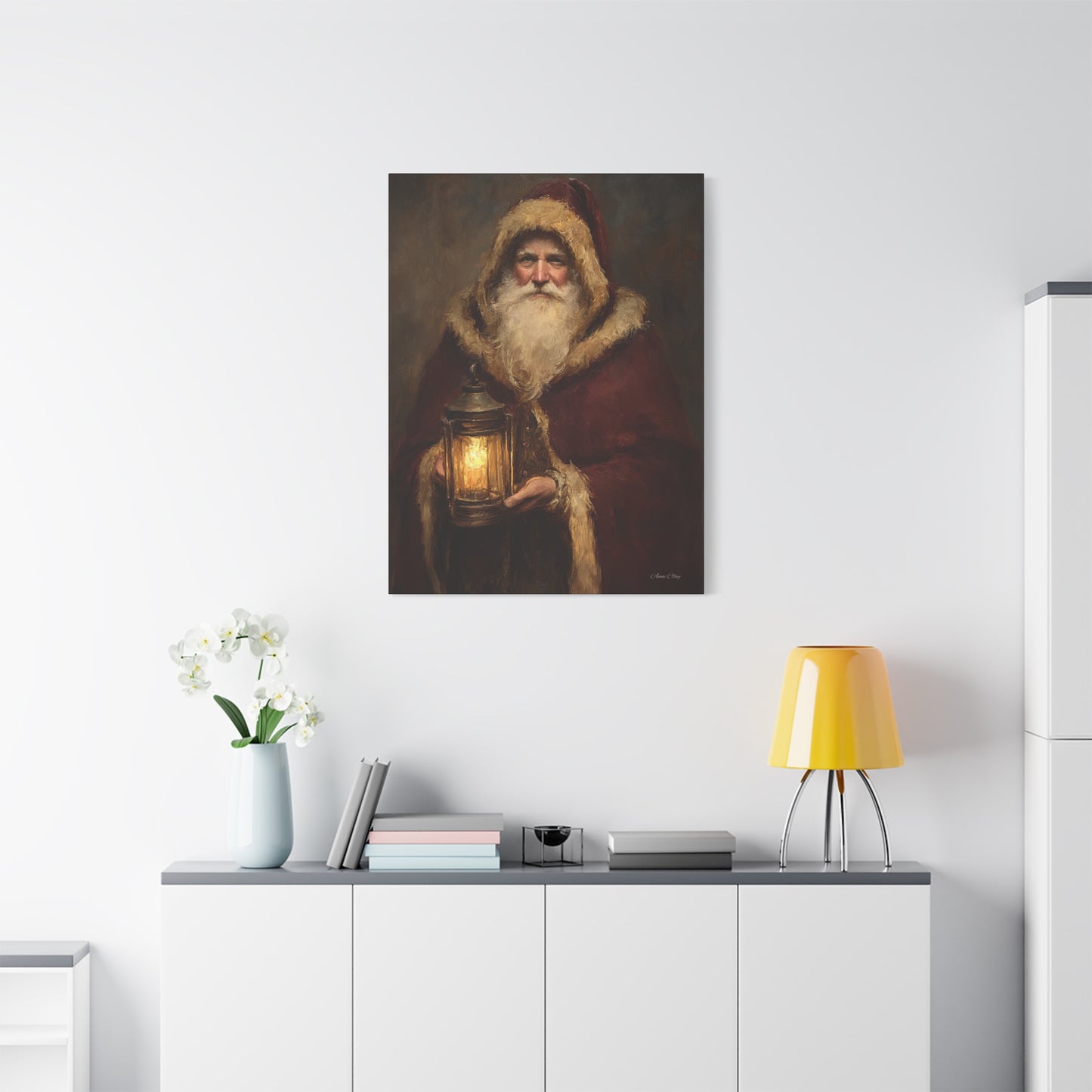 Firelight Santa Matte Canvas, Stretched, 1.25"
