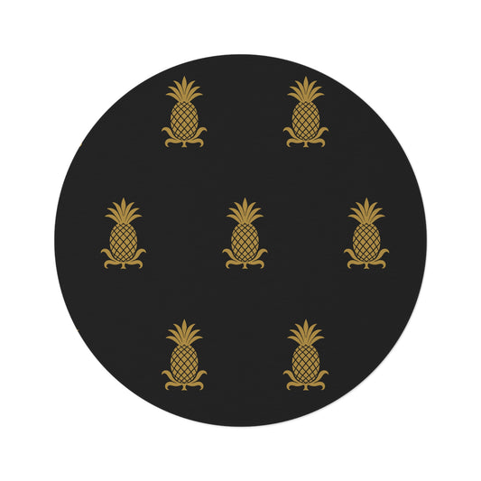 Gold Pineapple Round Rug for Modern Homes, Stylish Area Rug, Unique Décor, Beach House Accessory, Holiday Gift Idea
