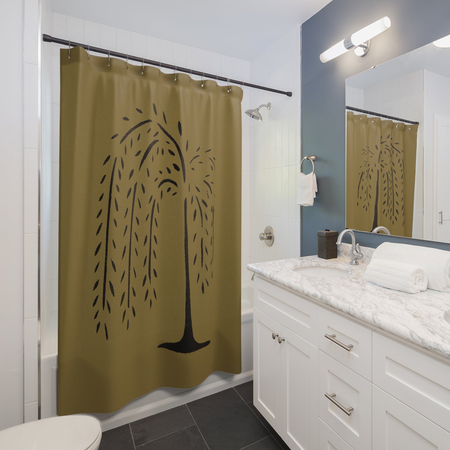 Willow Stencil Primitive Shower Curtains