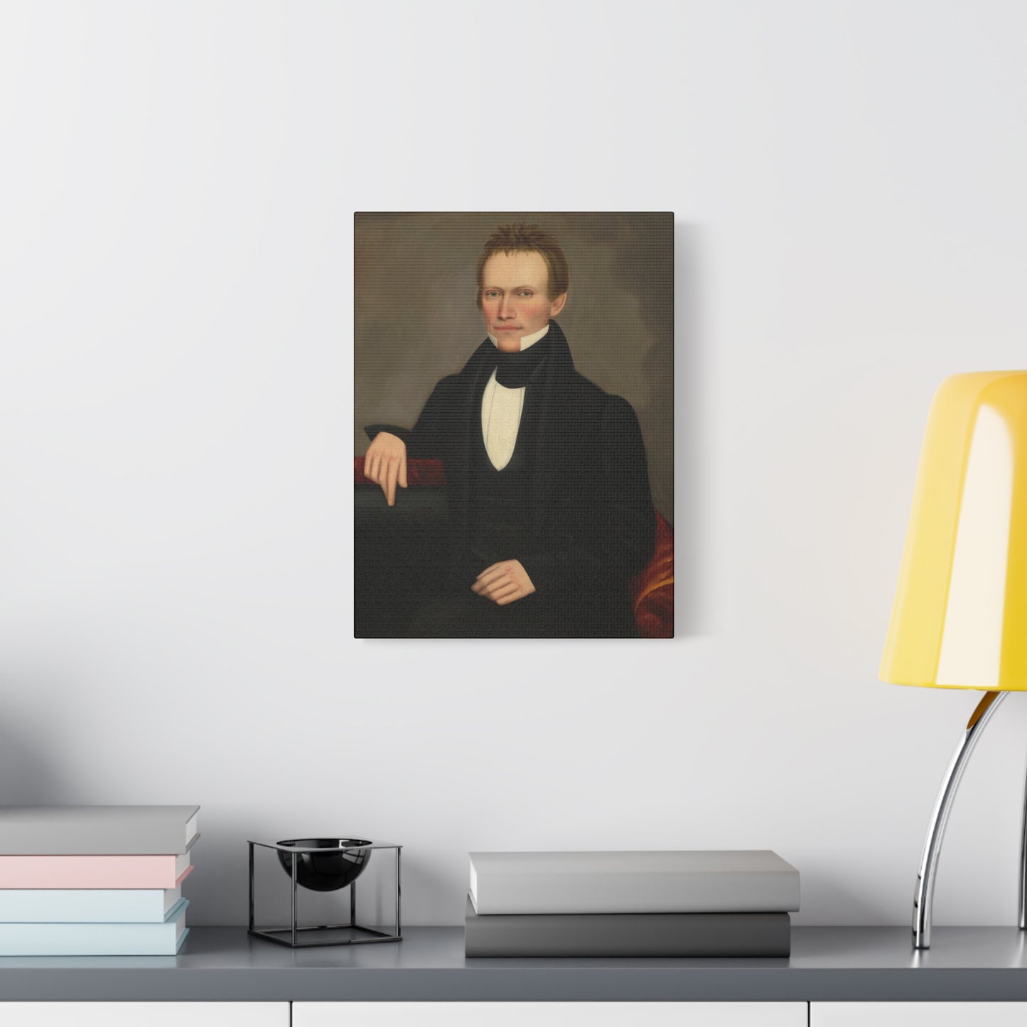 Early American Folk Art Man Classic Portrait Canvas Wall Art - Timeless Elegance for Home Decor