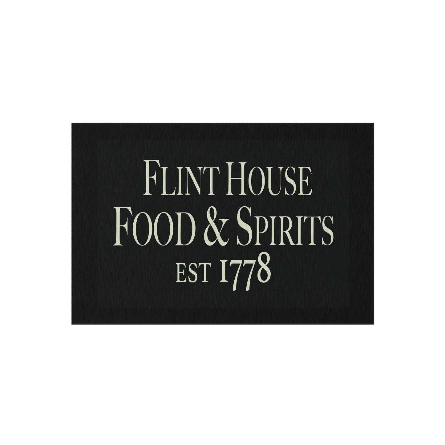 Elegant Outdoor Rug for Patios and Porches - 'Flint House Food & Spirits' Design