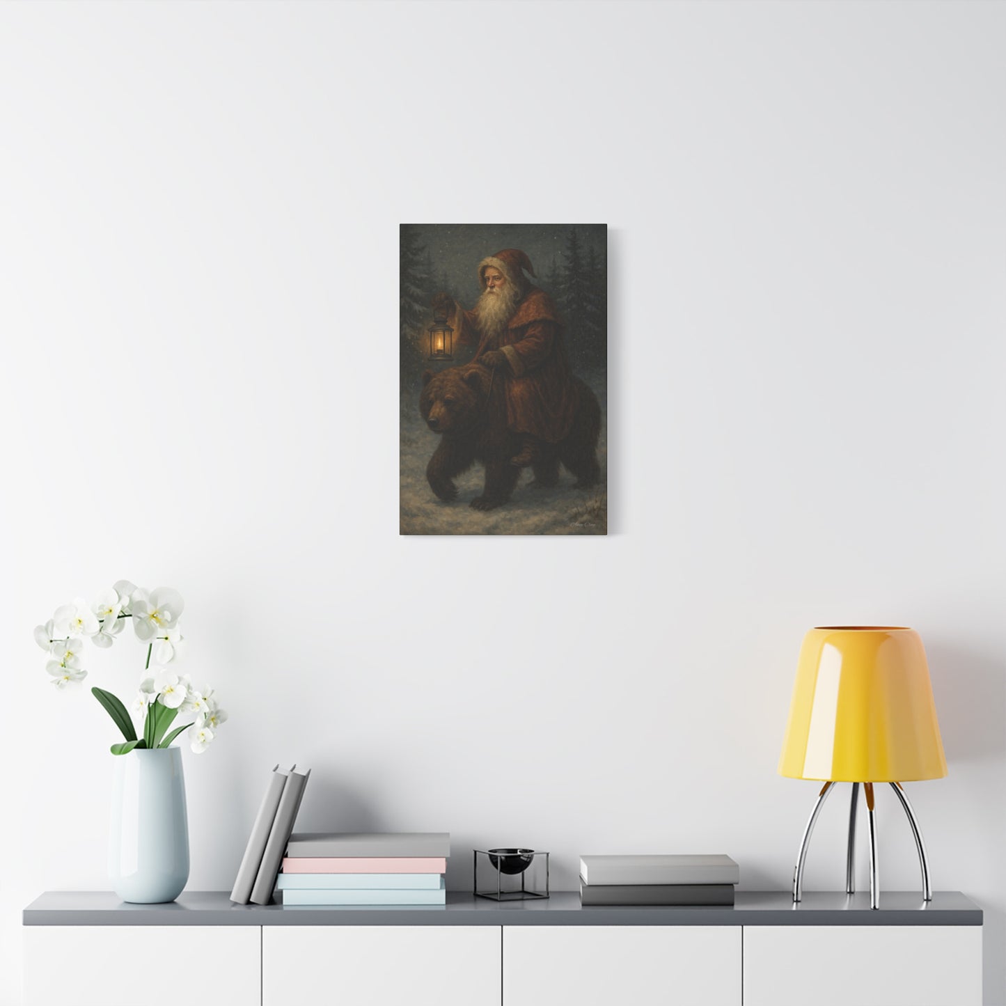 Vintage Santa Bear Canvas Wall Art
