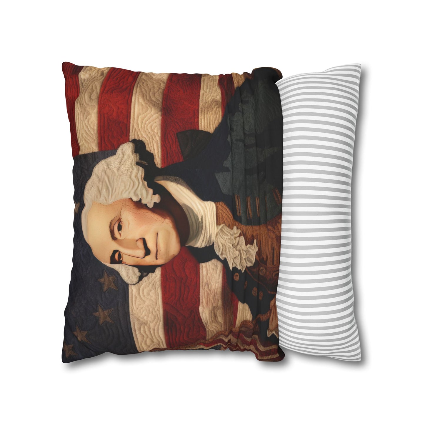 Faux Quilted George Washington Square Poly Canvas Pillowcase