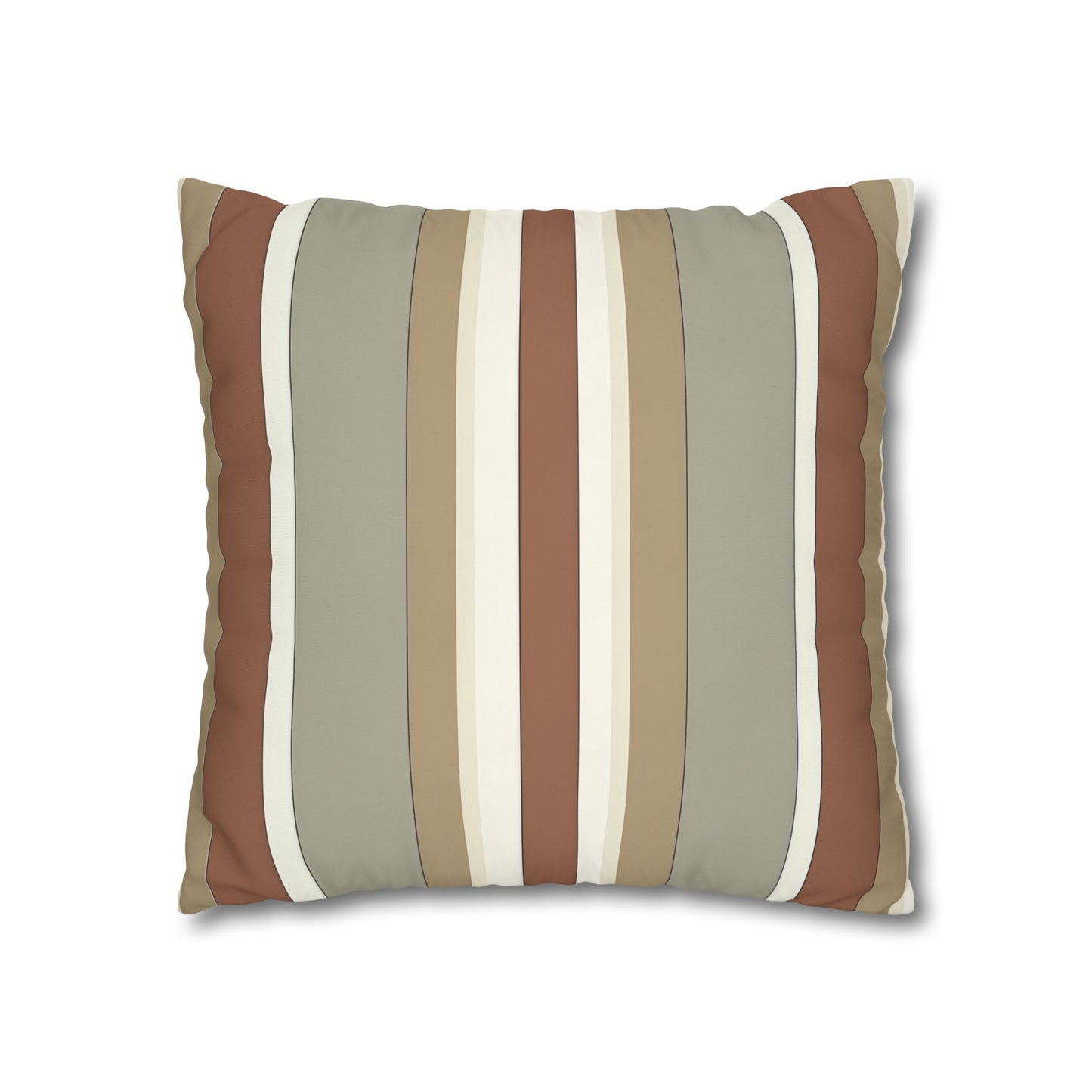 Fantasy Collection Taupe Stripes Square Poly Canvas Pillowcase