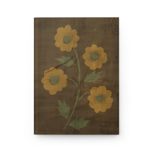 Gritty Stencilled Flower Hardcover Journal Matte