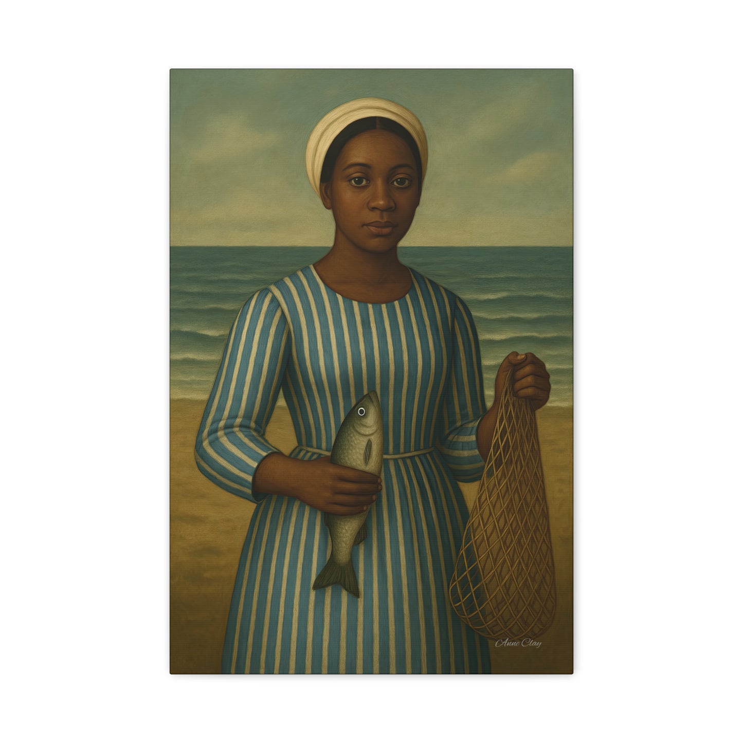 Seaside Portrait Canvas Art, Wall Decor, Vintage Artwork, Coastal Home Decor, Fishing Theme, Nautical Gift, Living Room Wall Art