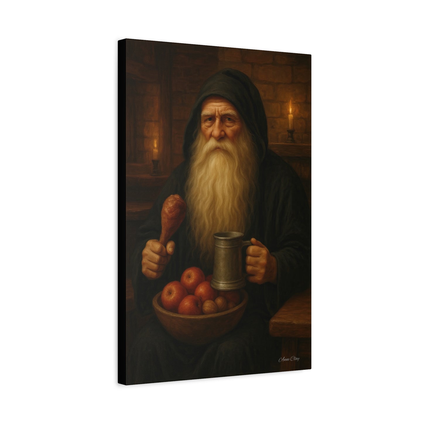 Rustic Canvas Wall Art: Wise Man with Feast