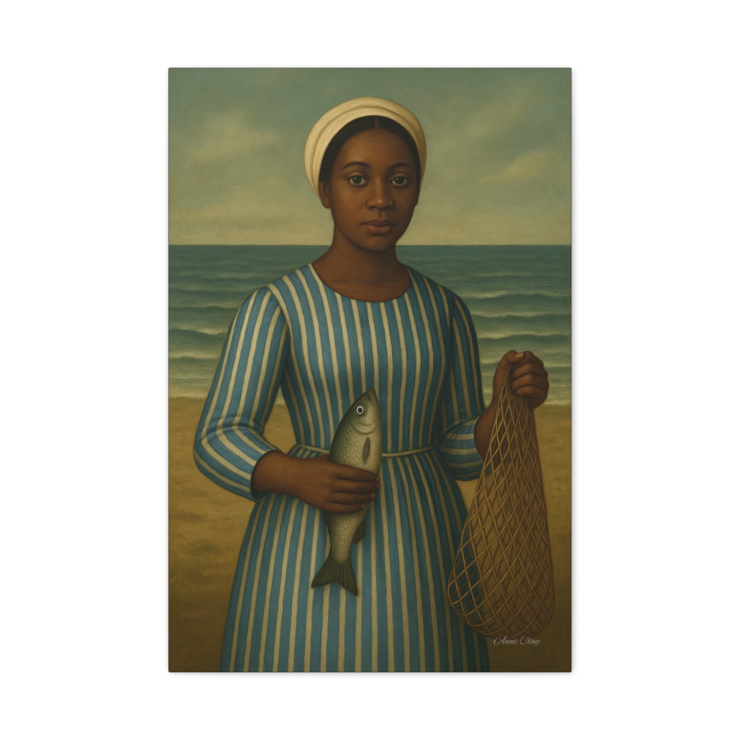 Seaside Portrait Canvas Art, Wall Decor, Vintage Artwork, Coastal Home Decor, Fishing Theme, Nautical Gift, Living Room Wall Art