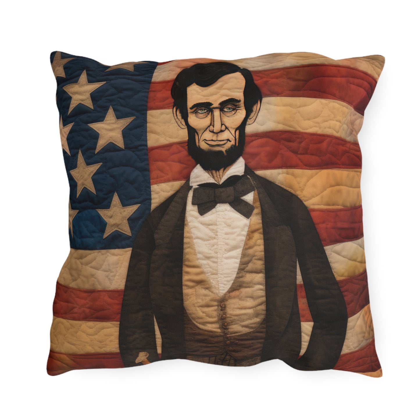 Stitched Abe Lincoln Outdoor Pillows
