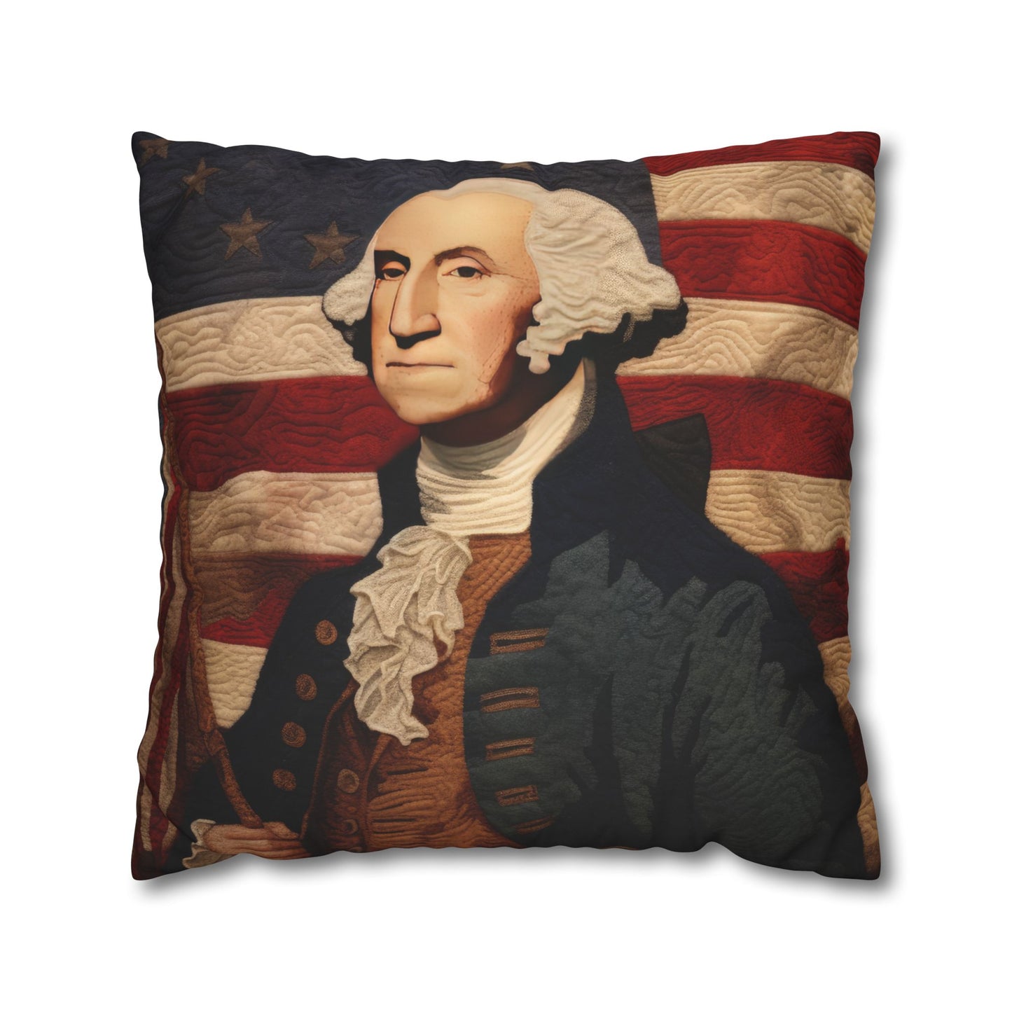Faux Quilted George Washington Square Poly Canvas Pillowcase