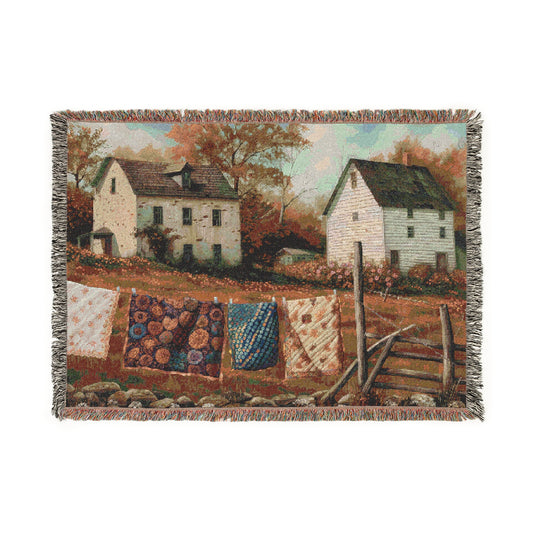 Rustic Farmhouse Woven Blanket | Cozy Decorative Throw for Home Décor