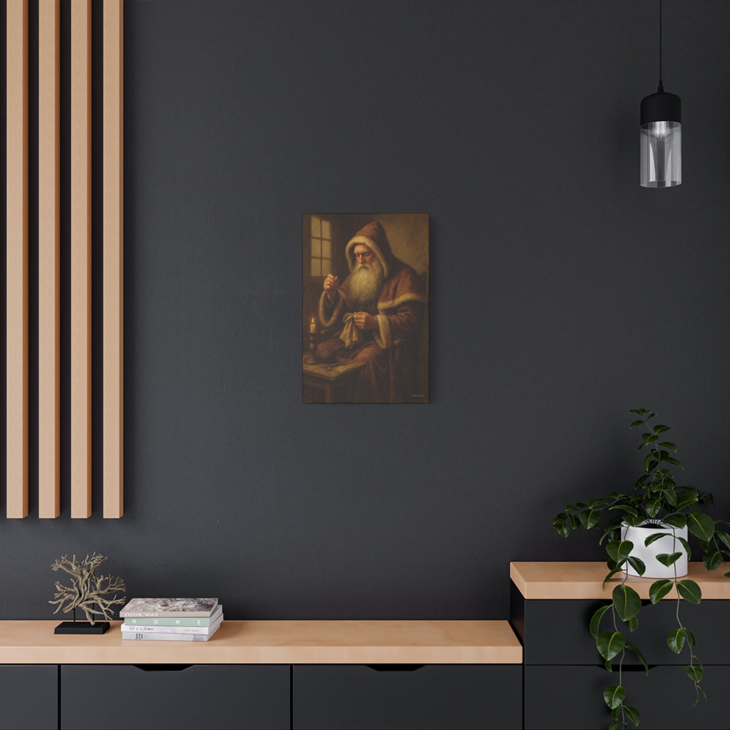Santa Claus Canvas Art Print - Holiday Decor Sewing Santa