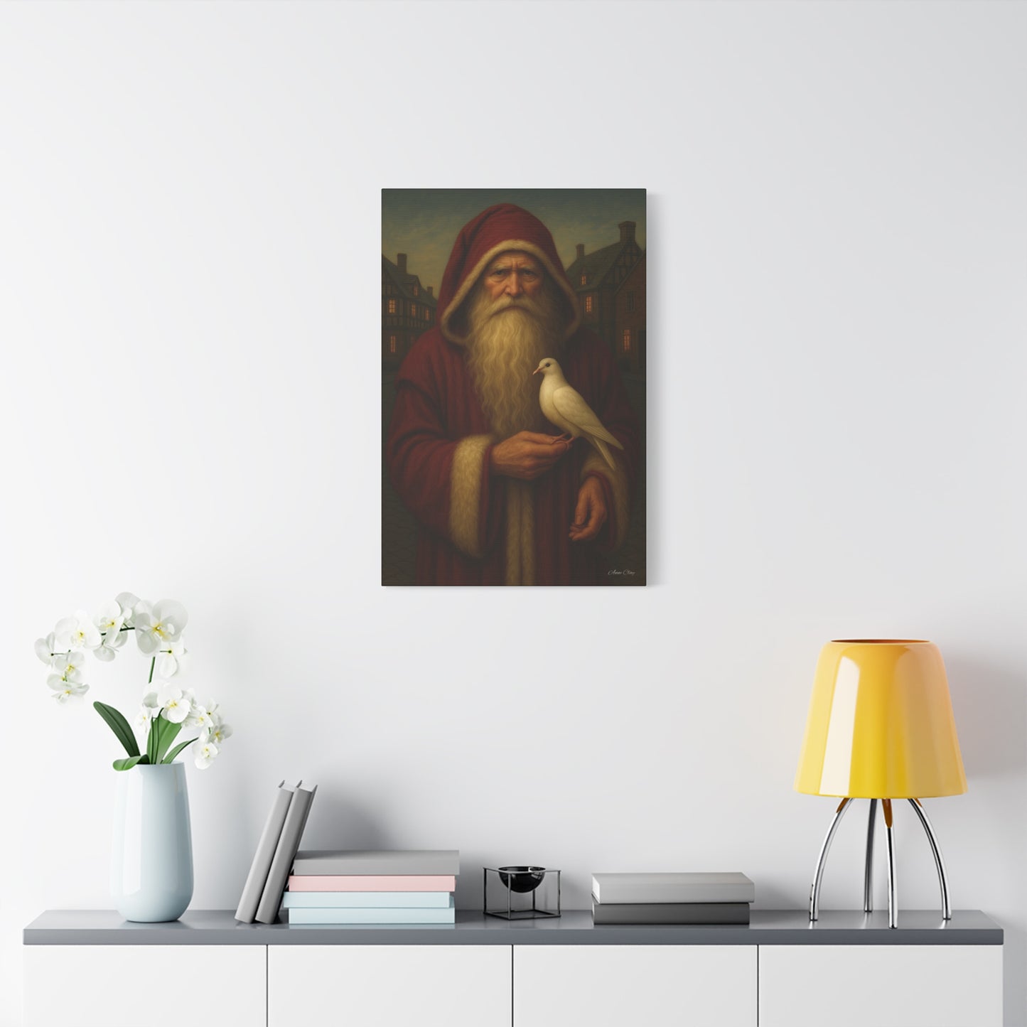 Santa with Dove Canvas Art Print