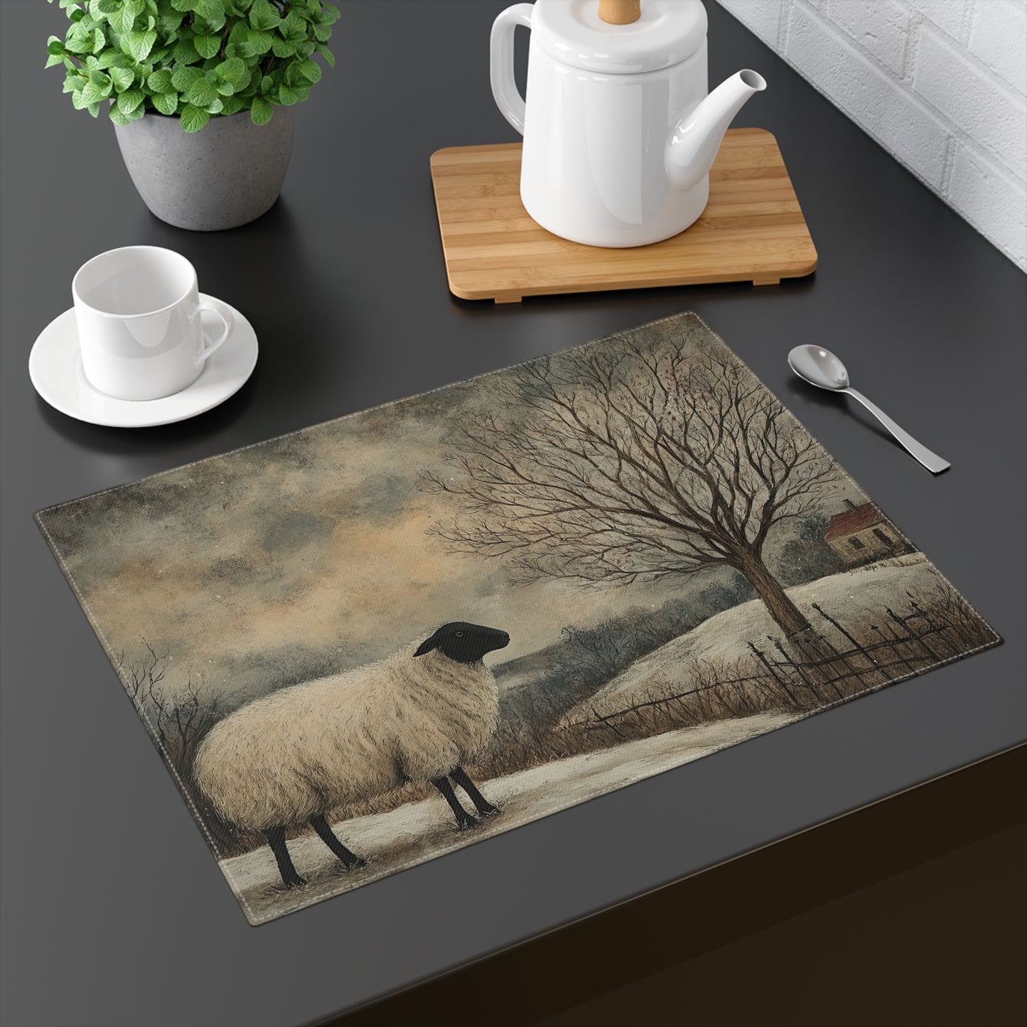 Rustic Sheep Placemat, Farmhouse Decor, Table Setting, Country Kitchen, Unique Gift, Dining Accessory