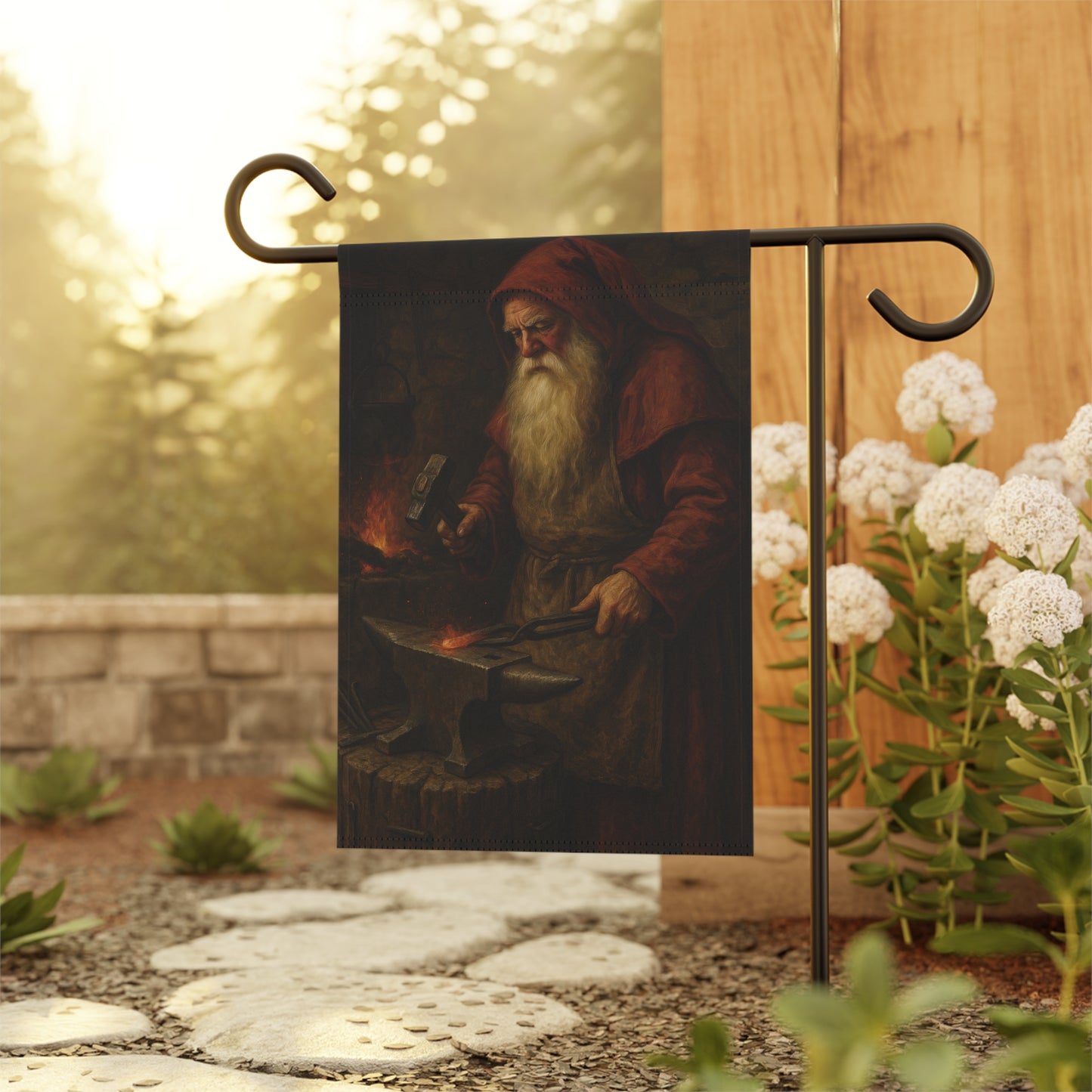 Rustic Forge Garden Banner with Artisan Design