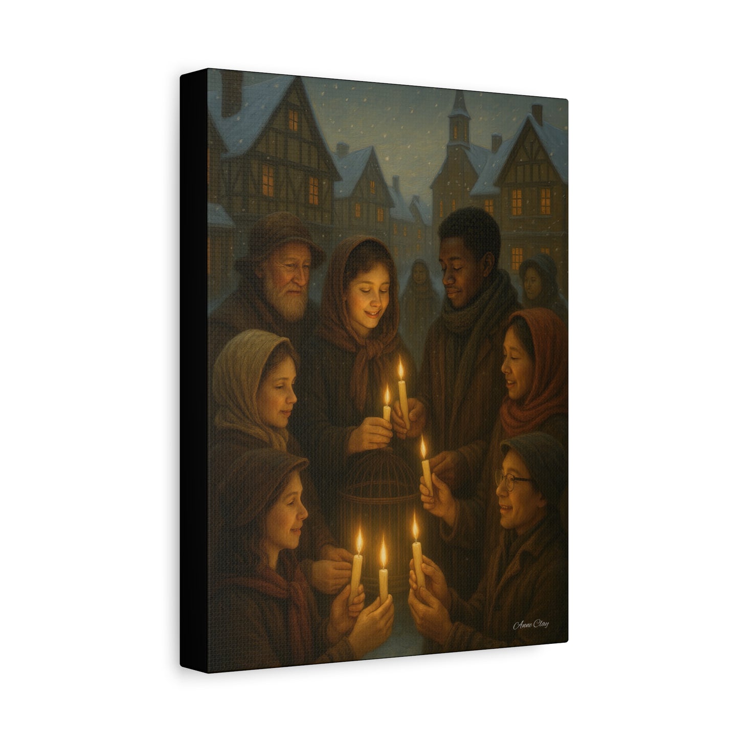 Share the Light Christmas Print Candlelight Gathering Canvas Print